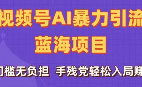 刷屏了！视频号AI暴力引流蓝海项目，0门槛无负担，手残党轻松入局赚钱