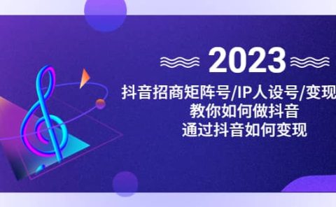 抖音/招商/矩阵号＋IP人设/号+变现/收徒，教你如何做抖音