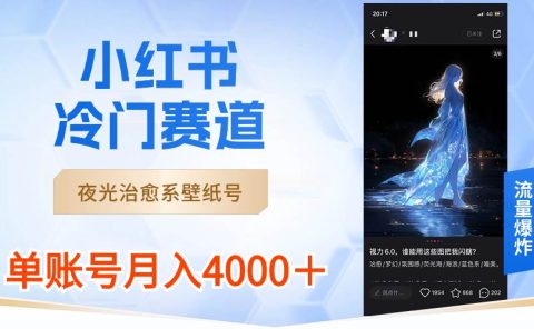小红书冷门赛道,夜光治愈系壁纸号,单号月入4000+