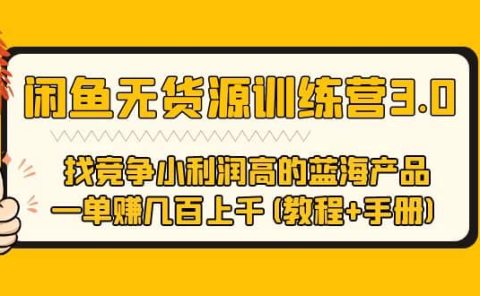 闲鱼无货源训练营3.0 找竞争小利润高的蓝海产品 一单赚几百上千(教程+手册)