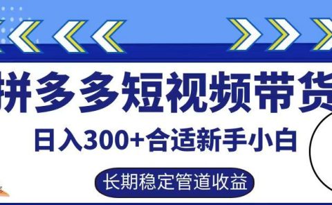 拼多多短视频带货日入300+实操落地流程