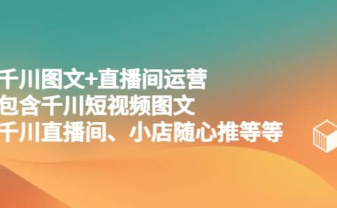 千川图文+直播间运营，包含千川短视频图文、千川直播间、小店随心推等等