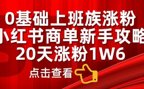 0基础上班族涨粉,小红书商单新手攻略,20天涨粉1.6w