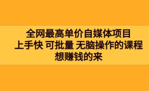全网最单高价自媒体项目：上手快 可批量 无脑操作的课程，想赚钱的来