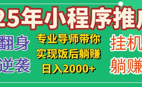 25年小白翻身逆袭项目，小程序挂机推广，轻松躺赚2000+