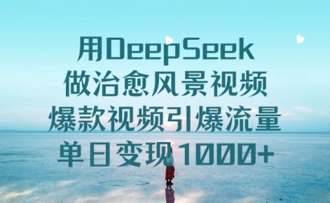 用DeepSeek做治愈风景视频，引爆流量爆款视频，单日变现1000+