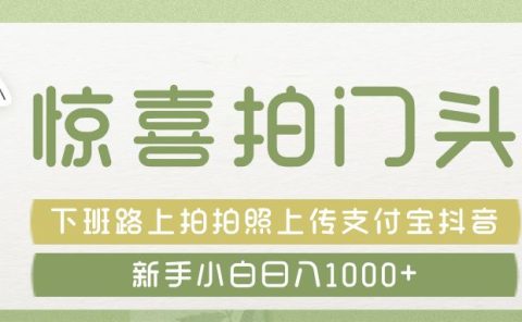 惊喜拍 门头 ， 下班路上拍拍照片， 上 传 到 支付宝和抖音新手日入 1000+
