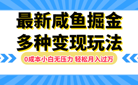 最新咸鱼掘金玩法,更新玩法,0成本小白无压力,多种变现轻松月入过万