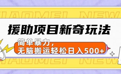 【日入500很简单】援助项目新奇玩法，简单暴力，无脑搬运轻松日入500+