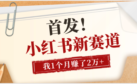【首发】小红书全新赛道，我自己靠这个项目上个月收益2W+
