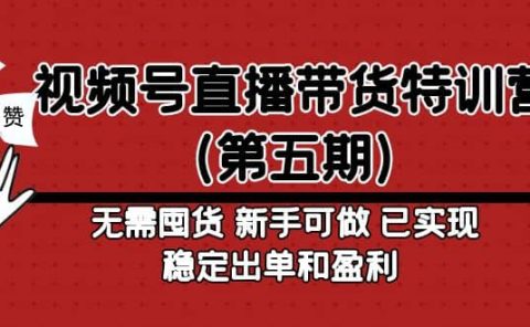 视频号直播带货特训营（第五期）无需囤货 新手可做 已实现稳定出单和盈利
