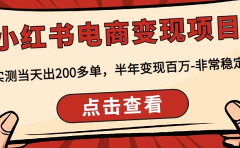 小红书电商变现项目:实测当天出200多单