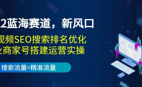 2022蓝海赛道,新风口:短视频SEO搜索排名优化+企业商家号搭建运营实操