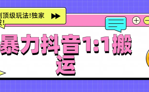 暴力抖音1：1搬运，独创顶级玩法!独家研发!
