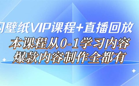 闪闪壁纸VIP课程+直播回放【新】本课程从0-1学习内容，爆款内容制作全都有