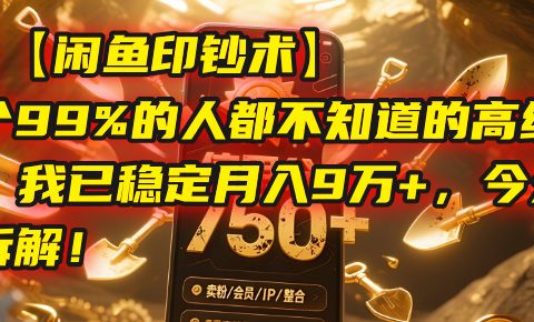 【闲鱼印钞术】一个99%的人都不知道的高级玩法，我已稳定月入9万+，今天免费拆解！