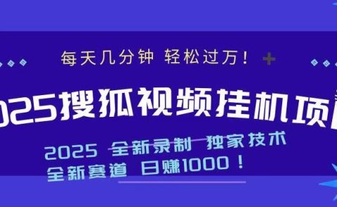 2025最新搜狐挂机项目，每天几分钟，轻松过万！