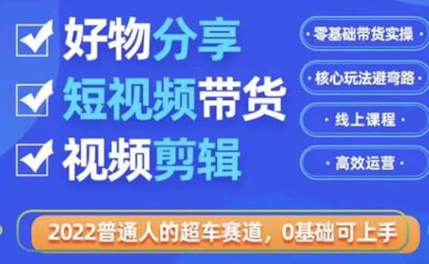 2022普通人的超车赛道「好物分享短视频带货」利用业余时间赚钱(价值398)
