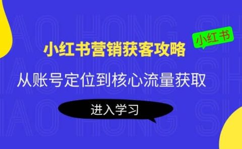 小红书营销获客攻略：从账号定位到核心流量获取，爆款笔记打造