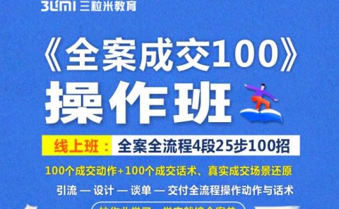 《全案成交100》全案全流程4段25步100招,操作班