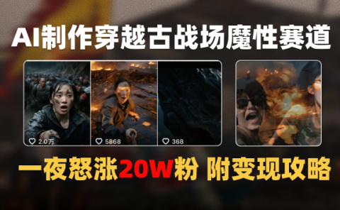 AI制作穿越古战场视频一夜涨粉20W保姆级教学（附AI变现指南）