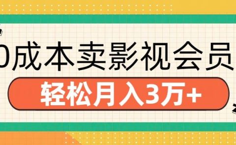 零成本卖影视会员，轻松月入3万+