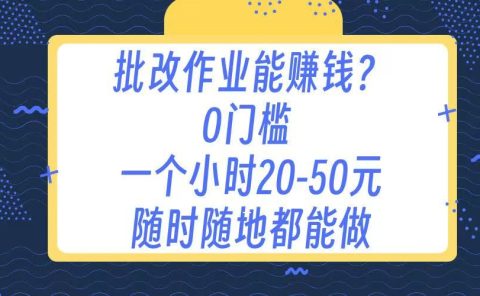 作业批改 0门槛手机项目 一小时20-50元 随时随地都可以做