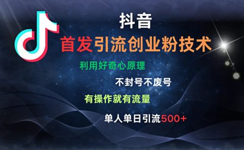 抖音最新引流创业粉技术 利用好奇心原理，不封号、不废号， 有操作就有流量，单人单日引流500+