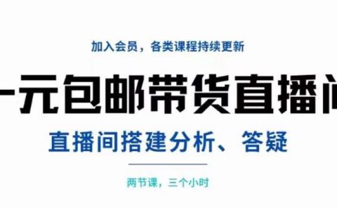 一元包邮带货直播间搭建,两节课三小时,搭建、分析、答疑