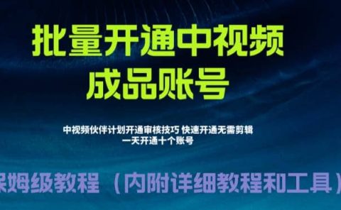 外面收费1980暴力开通中视频计划教程，附 快速通过中视频伙伴计划的办法