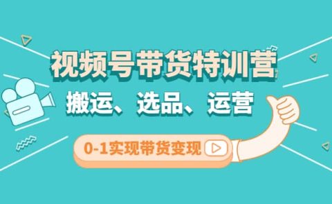 视频号带货特训营(第3期)：搬运、选品、运营、0-1实现带货变现