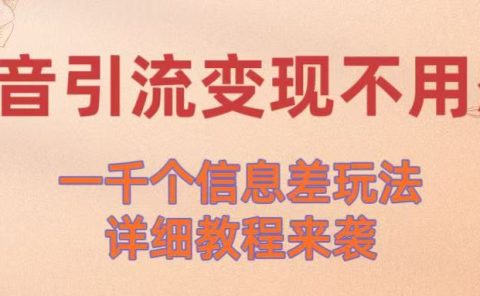 抖音引流变现不用愁!一千个信息差玩法详细教程来袭