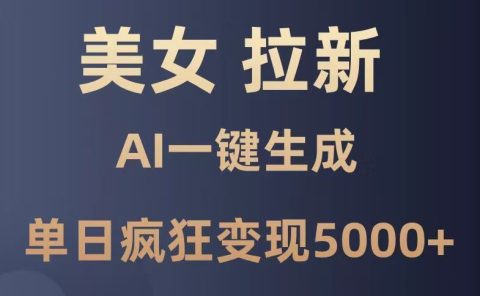 美女暴力拉新,通过AI一键生成,单日疯狂变现5000+,纯小白一学就会!