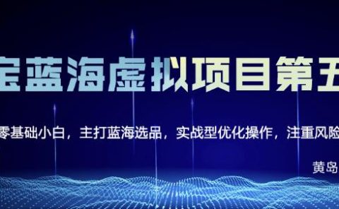 淘宝虚拟无货源3.0+4.0+5.0,适合零基础小白,主打蓝海选品,实战型优化操作