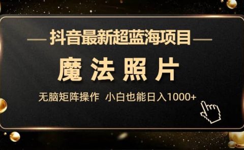 抖音最新超蓝海项目，魔法照片，无脑矩阵操作，小白也能日入1000+