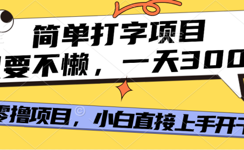 简单打字项目，只要不懒，多劳多得，零撸项目，直接开干！