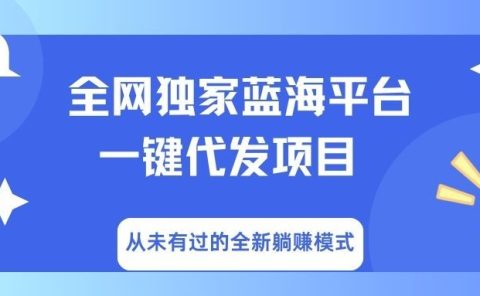 全网独家蓝海平台，一键代发，从未有过的全新躺赚模式