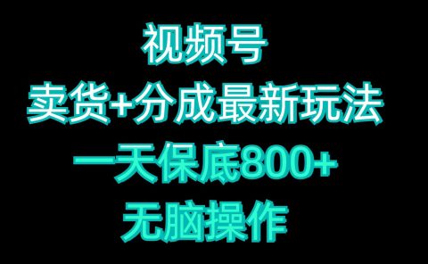 视频号卖货+分成最新玩法,一天保底800+,无脑操作
