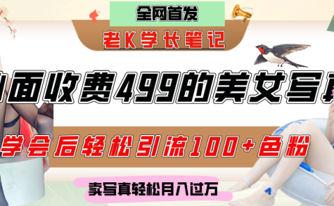 外面收费499的美女写真制作技术,学会后轻松引流色粉变现,日引100+色粉,轻松月入过万