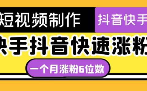 短视频油管动画-快手抖音快速涨粉：一个月粉丝突破6位数 轻松实现经济自由