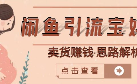 闲鱼引流宝妈粉+卖货赚钱一个月收益30000+(实操视频教程)