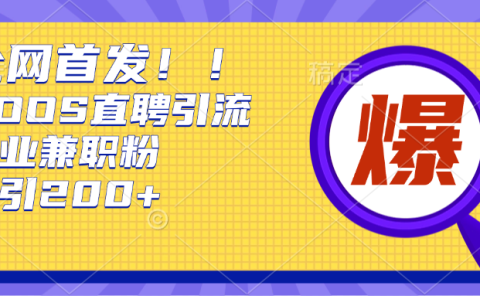 全网首发!BOOS直聘引流创业兼职粉,单号日引200+