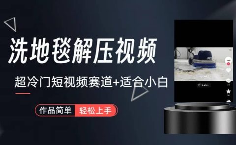 超冷门抖音短视频赛道-清洗地毯解压视频-简单无脑怼作品（教程+素材）