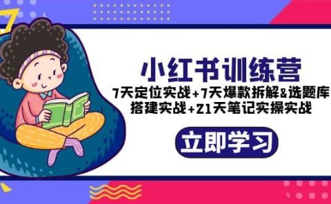 小红书训练营：7天定位实战+7天爆款拆解+选题库搭建实战+21天笔记实操实战