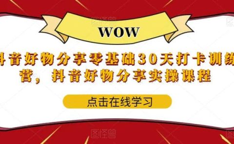 抖音好物分享0基础30天-打卡特训营,抖音好物分享实操课程