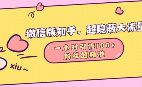 微信版知乎，超隐蔽流量入口，一小时引流100人，粉丝质量超高