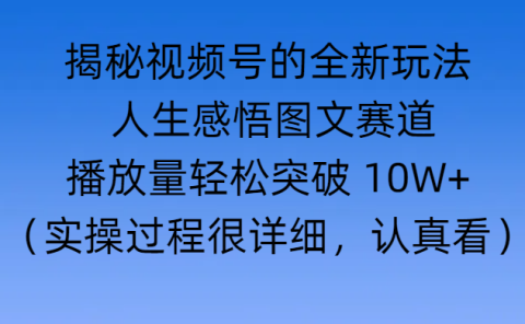 揭秘视频号的全新玩法 —— 人生感悟图文赛道