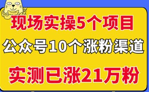 现场实操5个公众号项目,10个涨粉渠道,实测已涨21万粉!