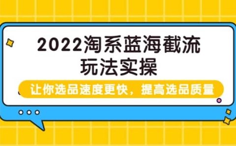 2022淘系蓝海截流玩法实操:让你选品速度更快,提高选品质量(价值599)