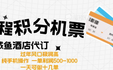 出行高峰来袭，里程积分/酒店代订高爆发期，一单300+—2000+